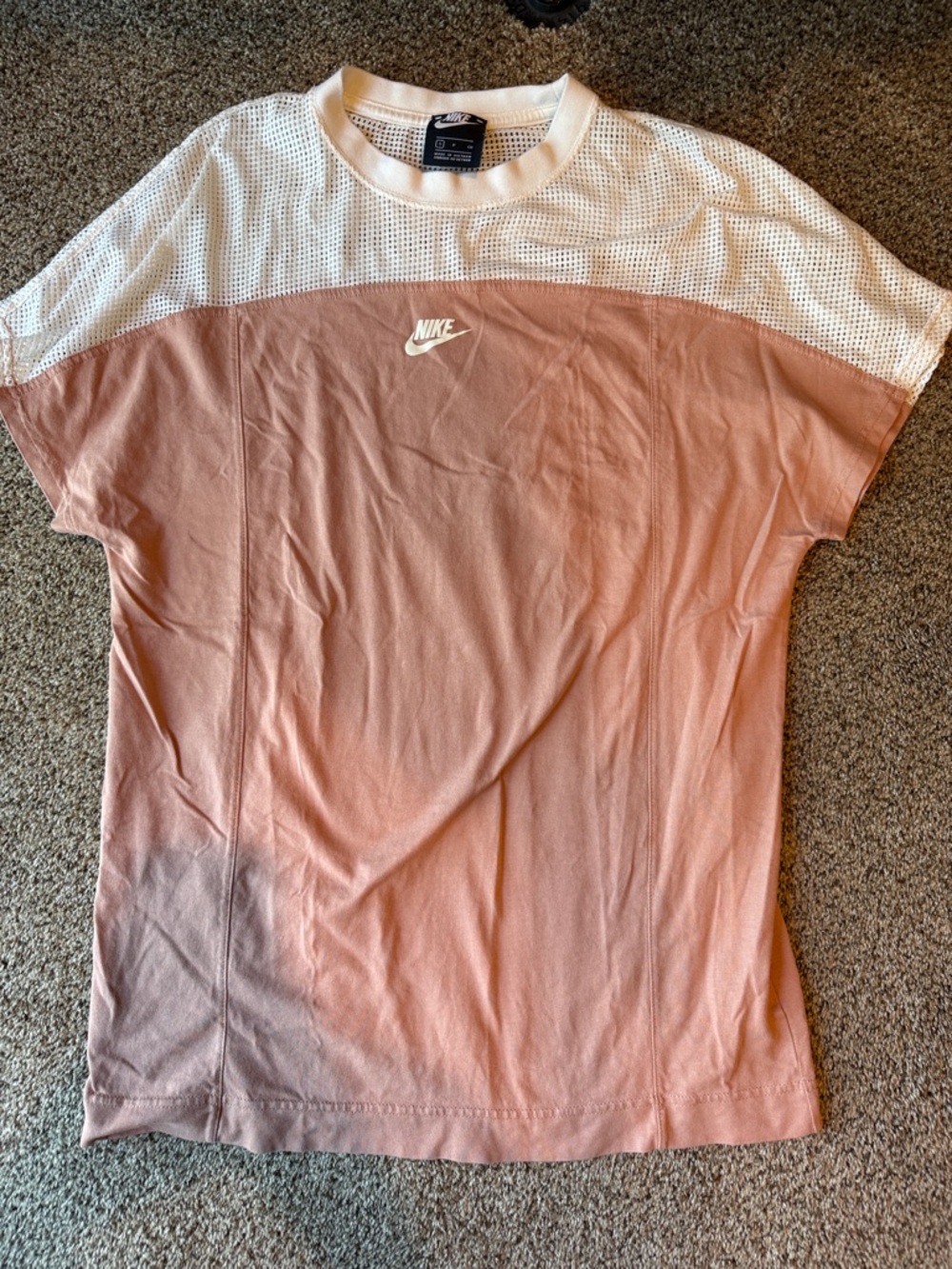Nike | Dusty Rose Pink & White Mesh Panel Long Tee - Small
